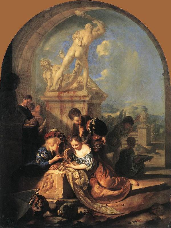 WERFF, Adriaen van der Children Playing before a Hercules Group oil painting picture